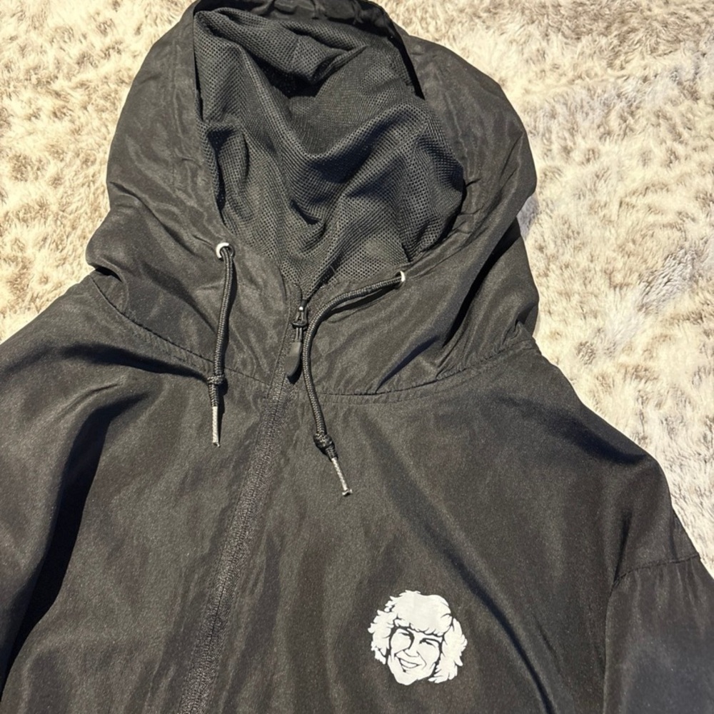 Black Hooded Jacket with Embroidered Logo